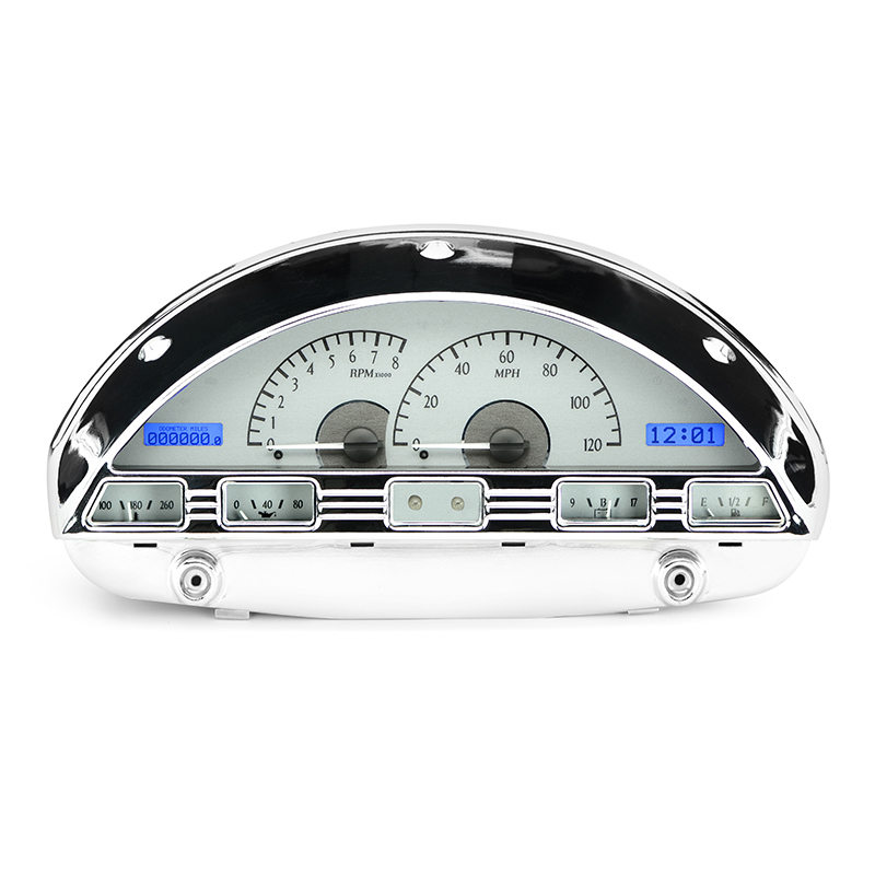 Dakota Digital 1956 Ford F100 VHX System, Silver Alloy Style Face, Blue